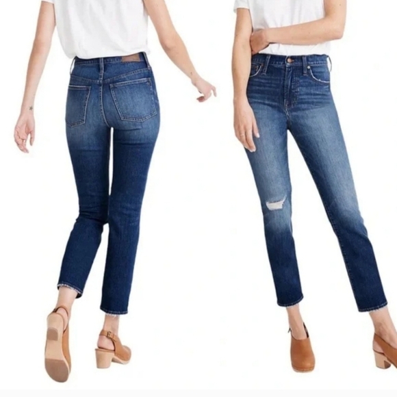 Madewell The Perfect Vintage Crop Jean High-rise Ripped Knee Tapered Leg size 24 - Picture 3 of 10